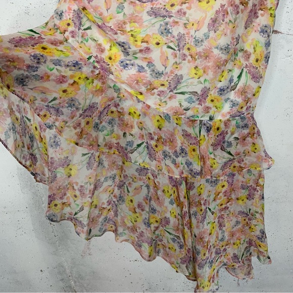 Amur Clayton Silk One Shoulder Ruffle Water Color Dress Size 6 - Picture 9 of 14